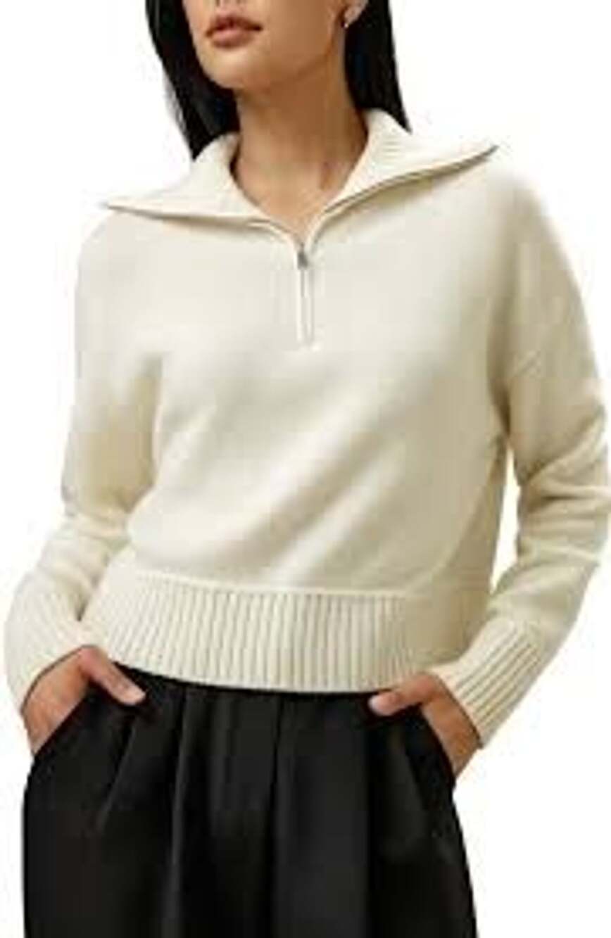 Lilysilk Women's Relaxed Fit Wool-Cashmere Blend Half-Zip Sweater XS